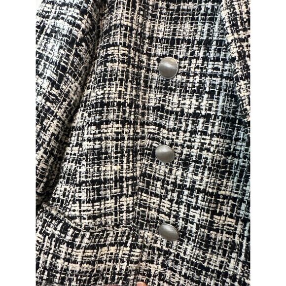 L’AGENCE Kenzie Black & Ivory Tweed Double-Breasted Blazer Size 4 - Picture 7 of 11